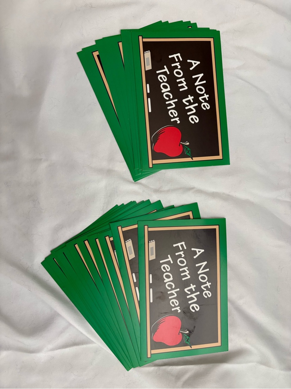Green Teacher Notes Cards - "A Note From the Teacher" (Set) - Picture 1 of 3